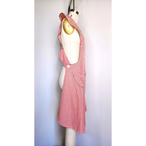 Vintage 1940s Apron - Gingham Plaid Checkered Apron Cottage Chic French Country - Picture 4 of 8